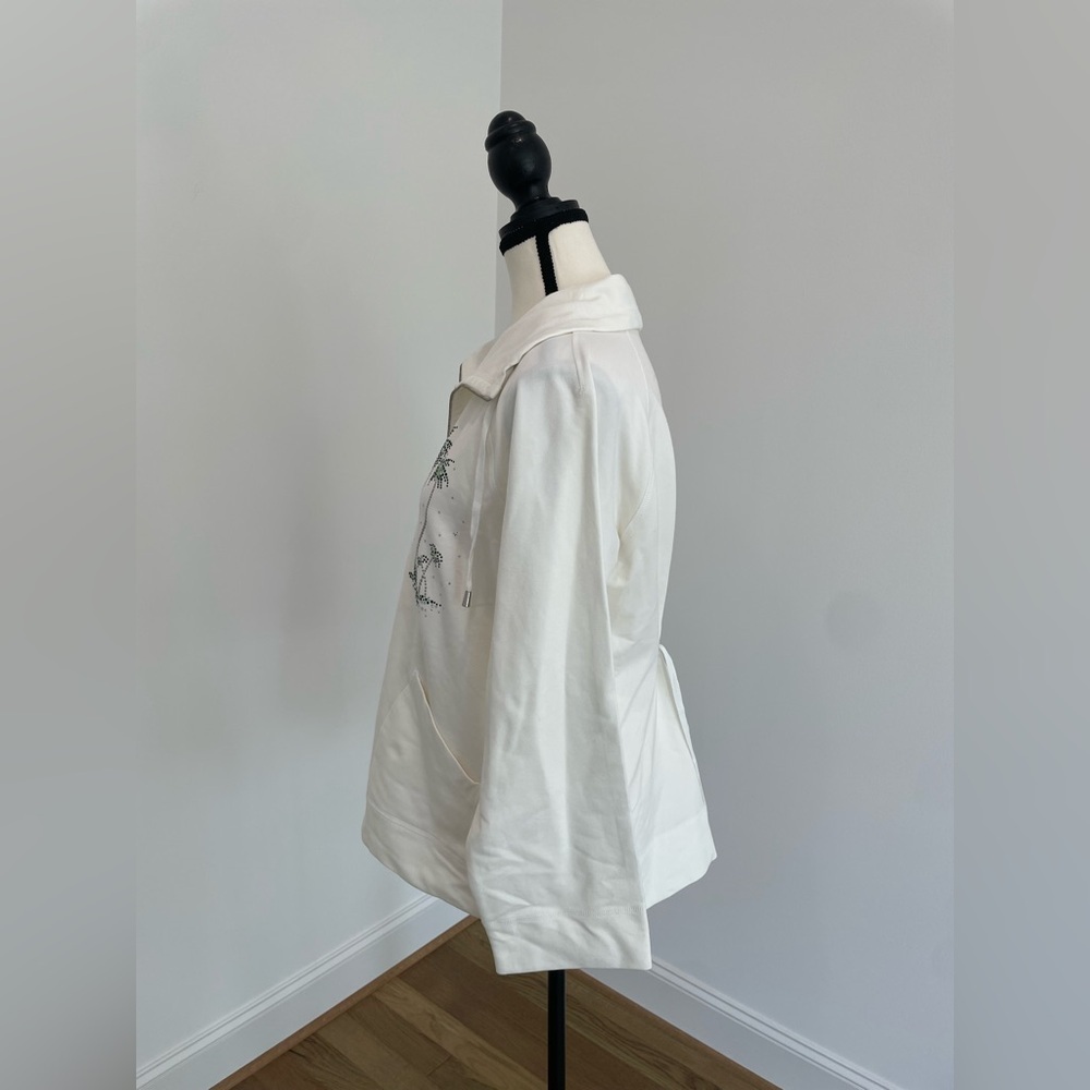 Vintage Christine Alexander White Zip Up Jacket with Swarovski Crystal Accents - Picture 4 of 13